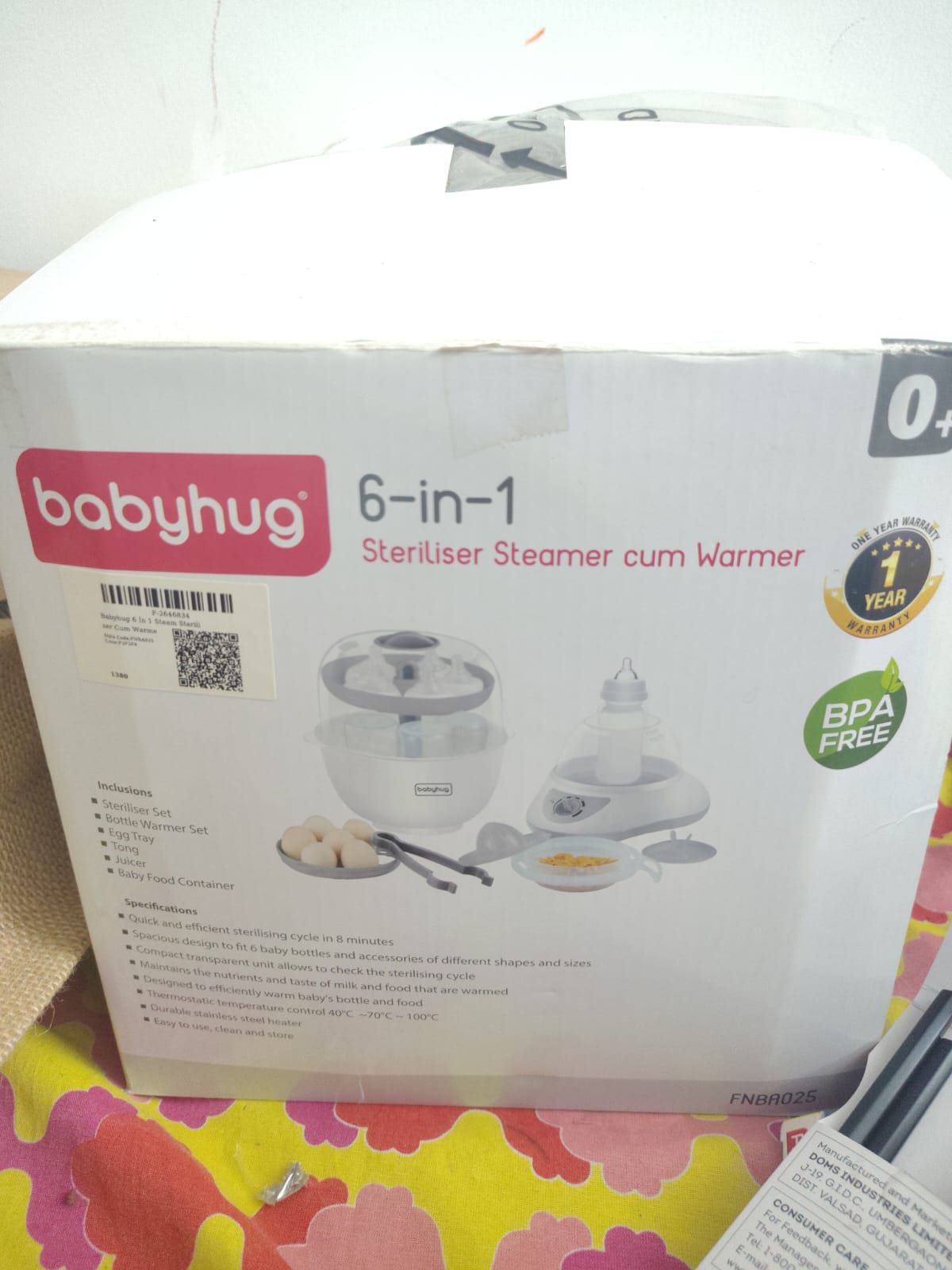 Babyhug 6-in-1 Steam Sterilizer & Multi-Function Warmer| Egg Bolier| Citrus Juicer| 10-Min Fast Sterilising| Kills 99.9% Germs| 6 Bottles Capcity| Compartment for Accessories| Auto Cut Off| Warrenty