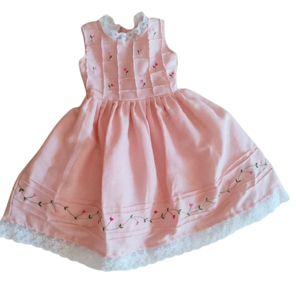 Linen Blend Embroidery Dress Frock for Girls