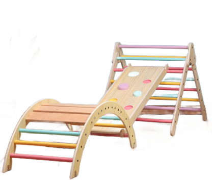 Pikler Triangle and Pikler Arch - Semi Colored - Wooden
