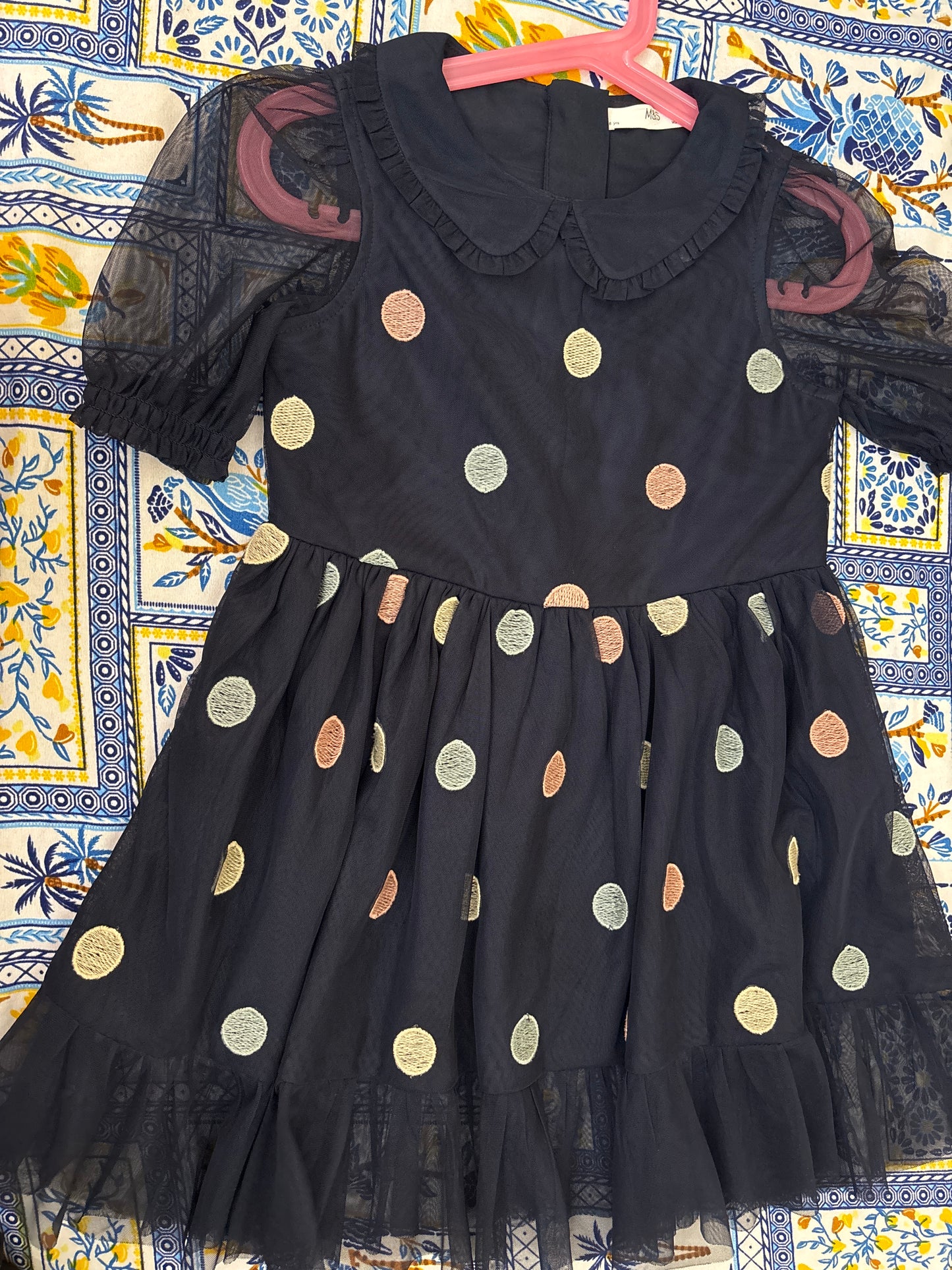 Marks & Spencer Embroidered Peter Pan Collar Dress Girls