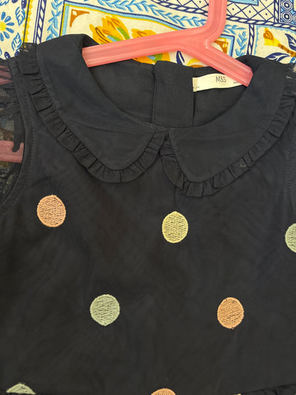 Marks & Spencer Embroidered Peter Pan Collar Dress Girls