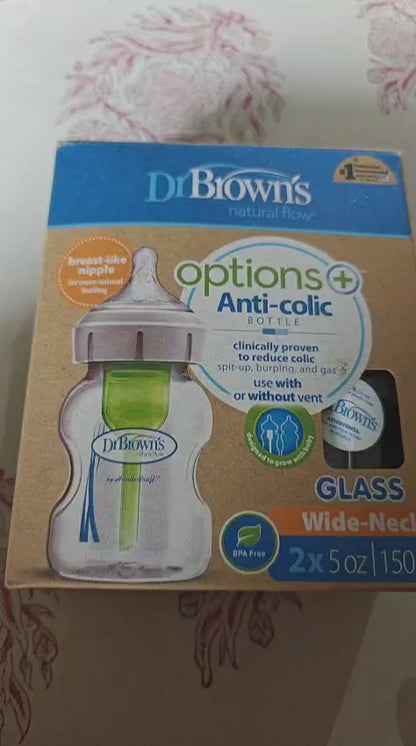 Brand New Dr Brown's Options+ Anti-Colic Glass Baby Bottle 150ml