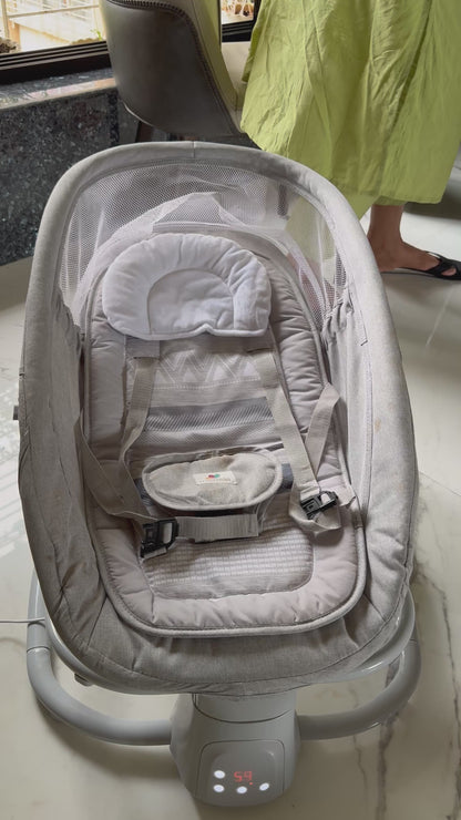 Premium Mastela 4 in 1 Swing Rocker Automatic for Newborn Baby 0 to 18 Month Girl & Boy with 4- Swing Modes, Detachable Tray, Backrest Adjustment Bassinet, Bluetooth Playback -Grey (Grey)