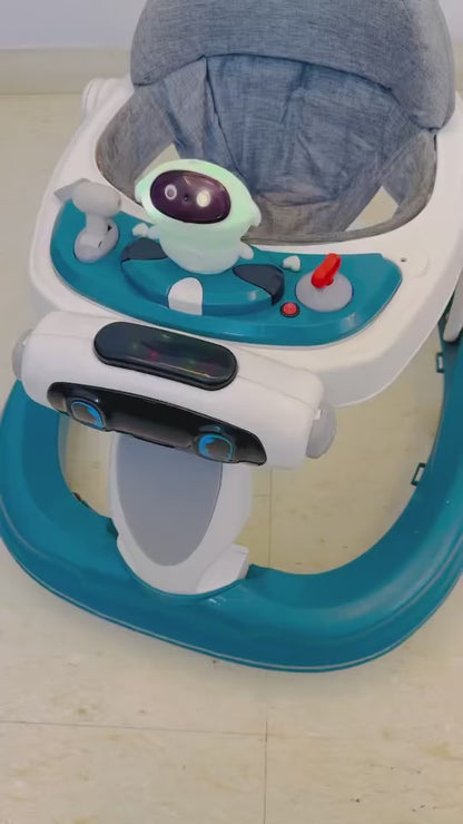 Fab N Funky Robotic Musical Activity Walker Cum Push Walker with Canopy