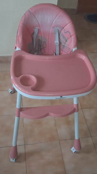 StarAndDaisy Baby High Chair Recline Highchair/Baby Feeding Chair with Height Adjustable Seate/Upgraded Kids High Chair with Wheel and PU Cushion pad (Sunshine-Orange)