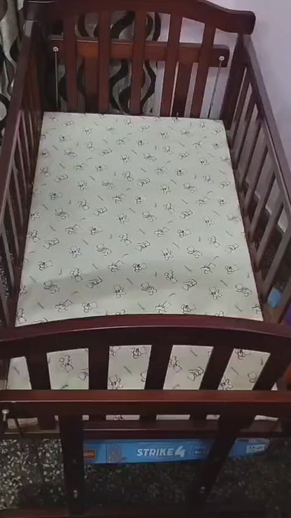 Babyhug Ionia Wooden Cradle with Mattress & Mosquito Net - Cherry