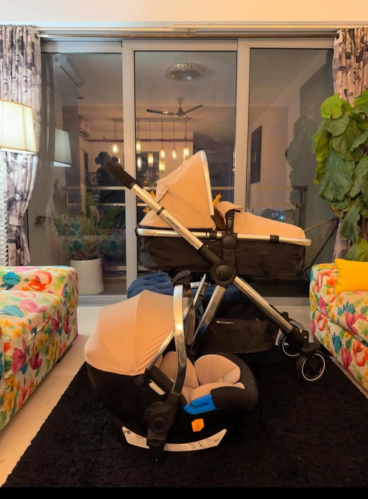 Mothercare Unisex Full Suspension Travel System Stroller - Beige