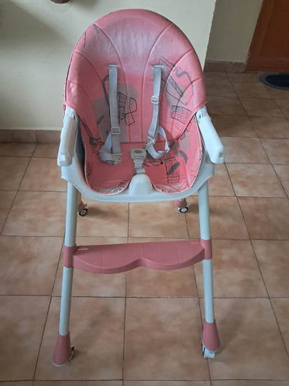 StarAndDaisy Baby High Chair Recline Highchair/Baby Feeding Chair with Height Adjustable Seate/Upgraded Kids High Chair with Wheel and PU Cushion pad (Sunshine-Orange)