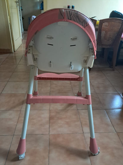 StarAndDaisy Baby High Chair Recline Highchair/Baby Feeding Chair with Height Adjustable Seate/Upgraded Kids High Chair with Wheel and PU Cushion pad (Sunshine-Orange)